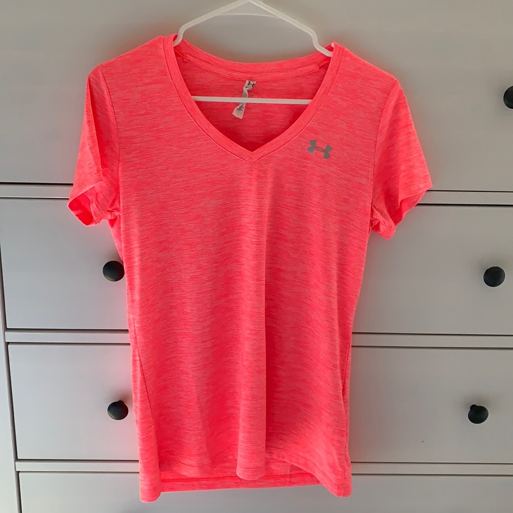 Neon pink under armour workout shirt
